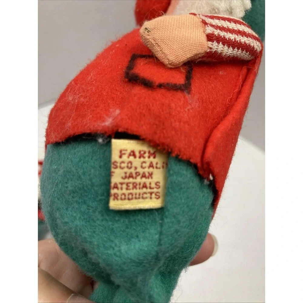 Two Vtg MCM 1950s Fun Farm Elf Ornament Felt‎ Material & Dog Elf Japan Christmas